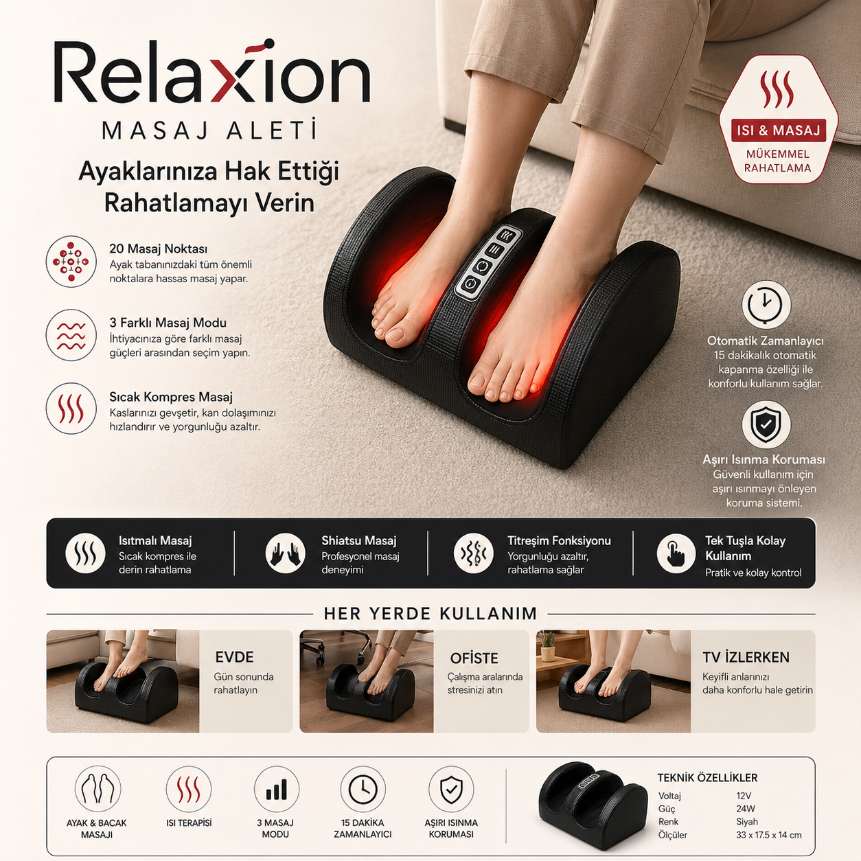 Relaxion™ Bacak Masaj Aleti